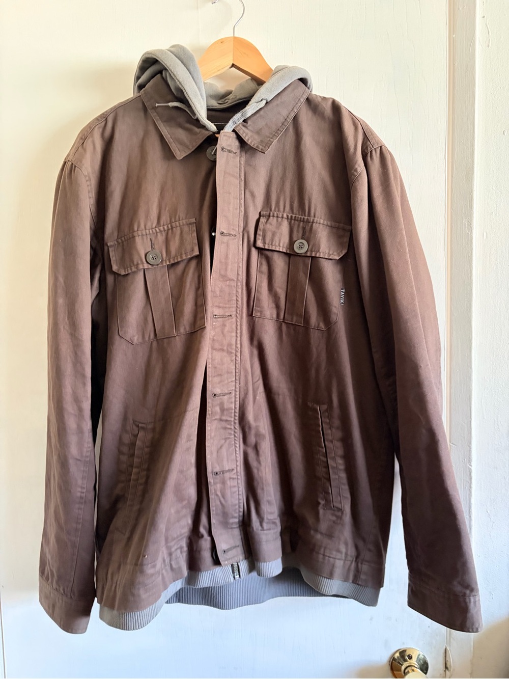 Tavik- Men's Brown Hooded Work Jacket - Casual Utility Coat